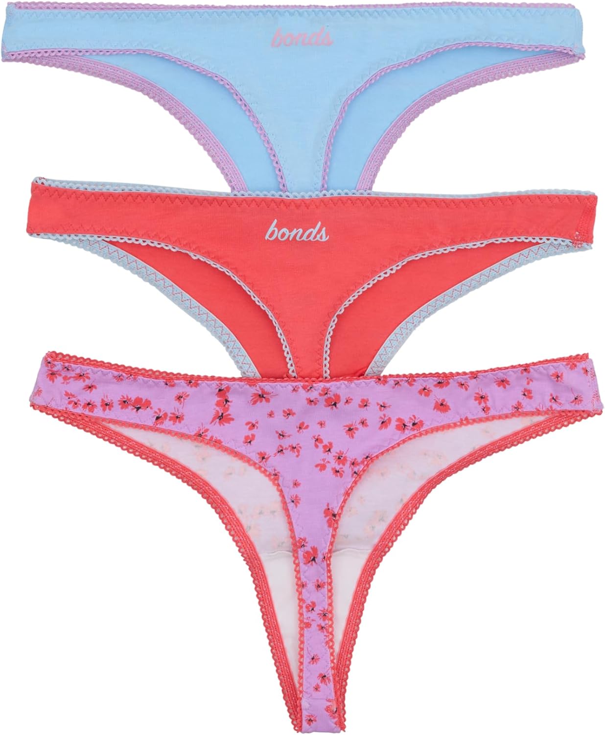 Bonds womens Picot Trim Icons Thong in Stretchy Cotton Blend Mid Rise Fit for Women, 3-pack - Image 5