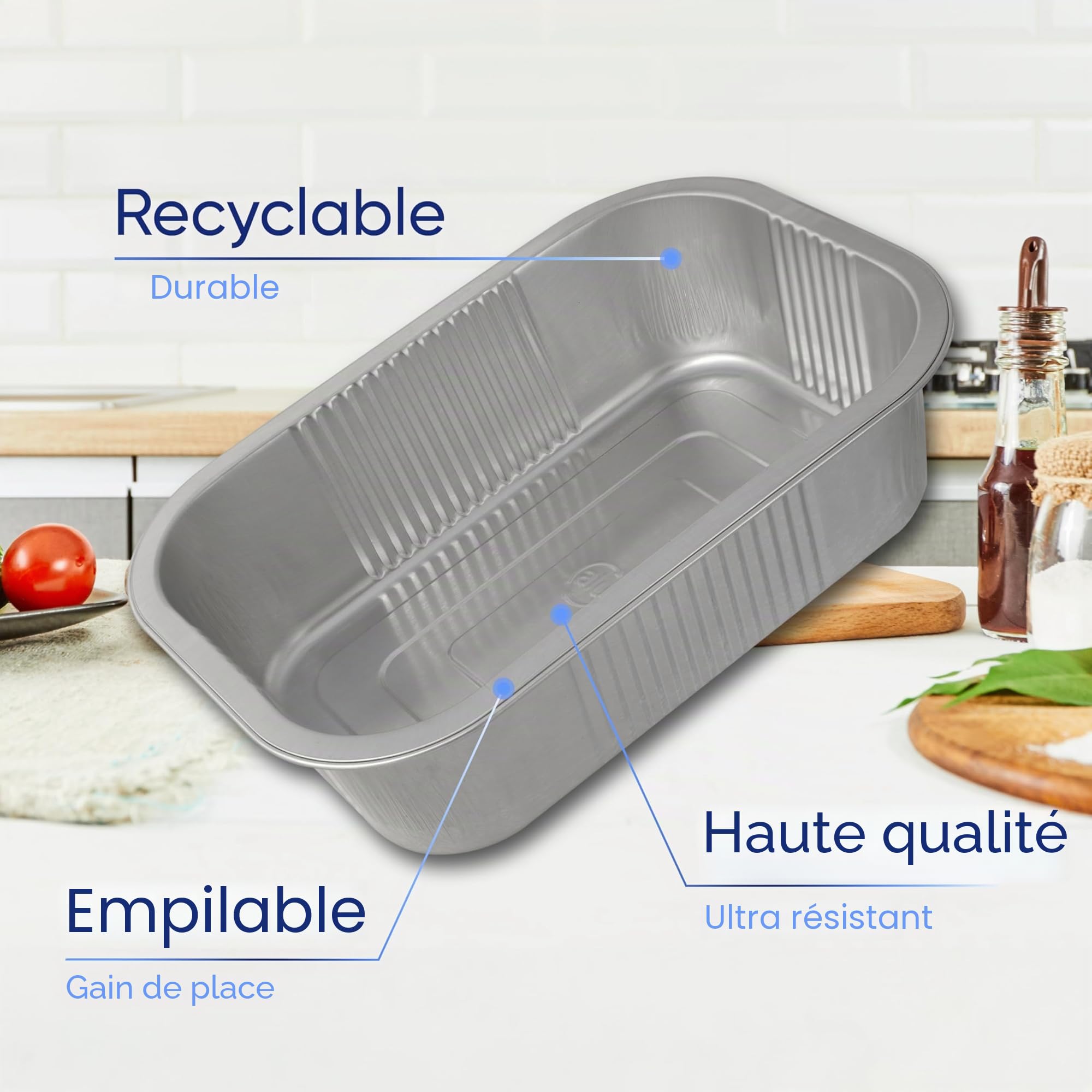 Coppice Barquettes Rectangulaires Aluminium Renforcées 20x13x6 cm - Lot de 20 | Compatibles Friteuse Air Four Micro-ondes Congélateur Recyclables