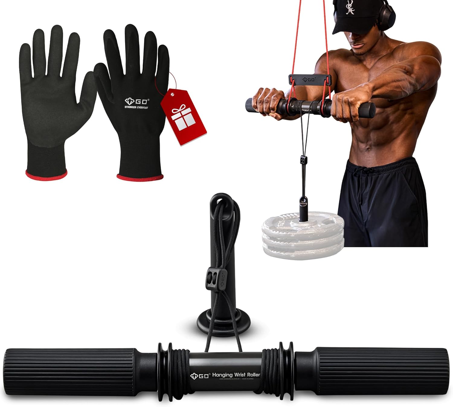 GD Hanging Wrist Roller Forearm Blaster- Forearm Strengthener Exercise Equipment Wrist Trainer for Muscle building and Injury prevention Hand Grip Strength