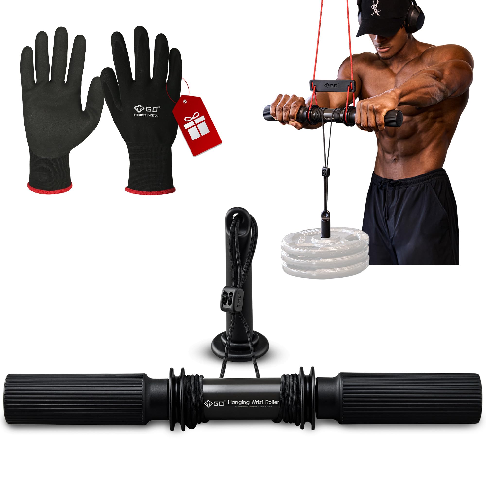 GD Wrist Roller V.W Forearm Blaster Trainer Arm Strength Training Fitness Equipment Anti-Slip for Home Gym