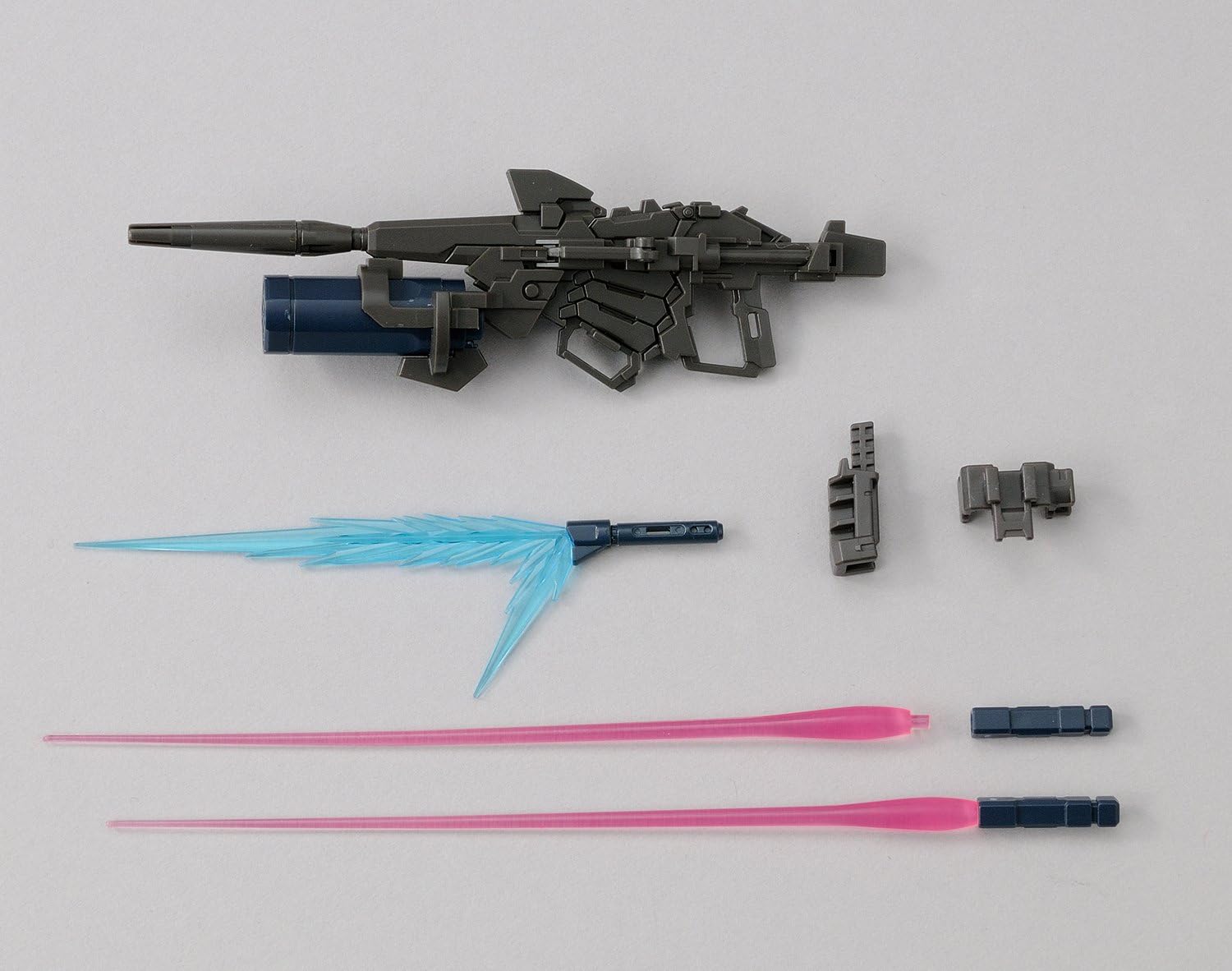 Various weaponry components for the Banshee Norn Gundam