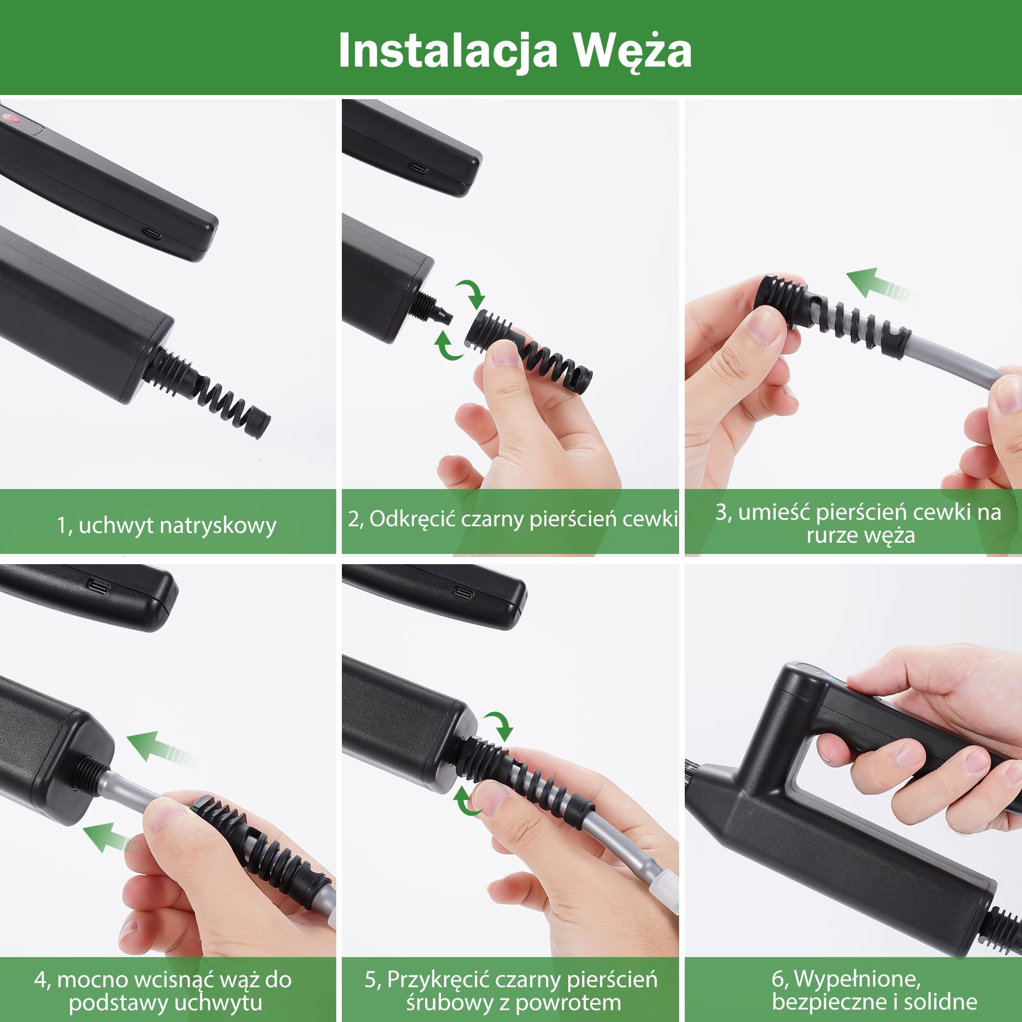 Elektryczny opryskiwacz ciśnieniowy, 8 l, z 4 regulowanymi dyszami, wskaźnik poziomu baterii, 3 regulowane prędkości, ładowany przez USB do nawadniania