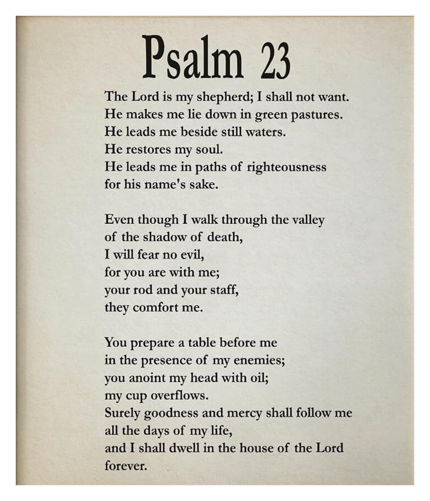 KCDFDVJFBM Bible Verse Wall-Art Psalm 23 - Ivory Scripture Print, Inspirational Christian Decor for Home, Church, Office(Unframed,12x18inch(30x45cm))