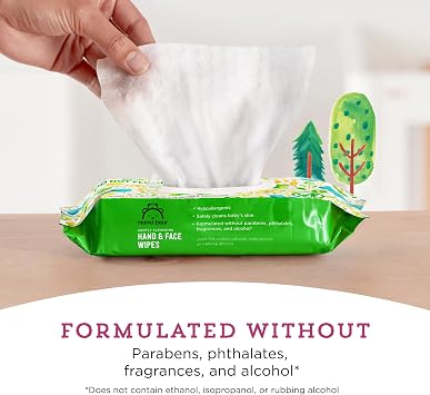 Amazon Brand - Mama Bear Baby Hand & Face Wipes, Unscented, Fragrance Free, Cleansing, Formulated without Parabens and Phthalates, 180 Count (9 Packs of 20)