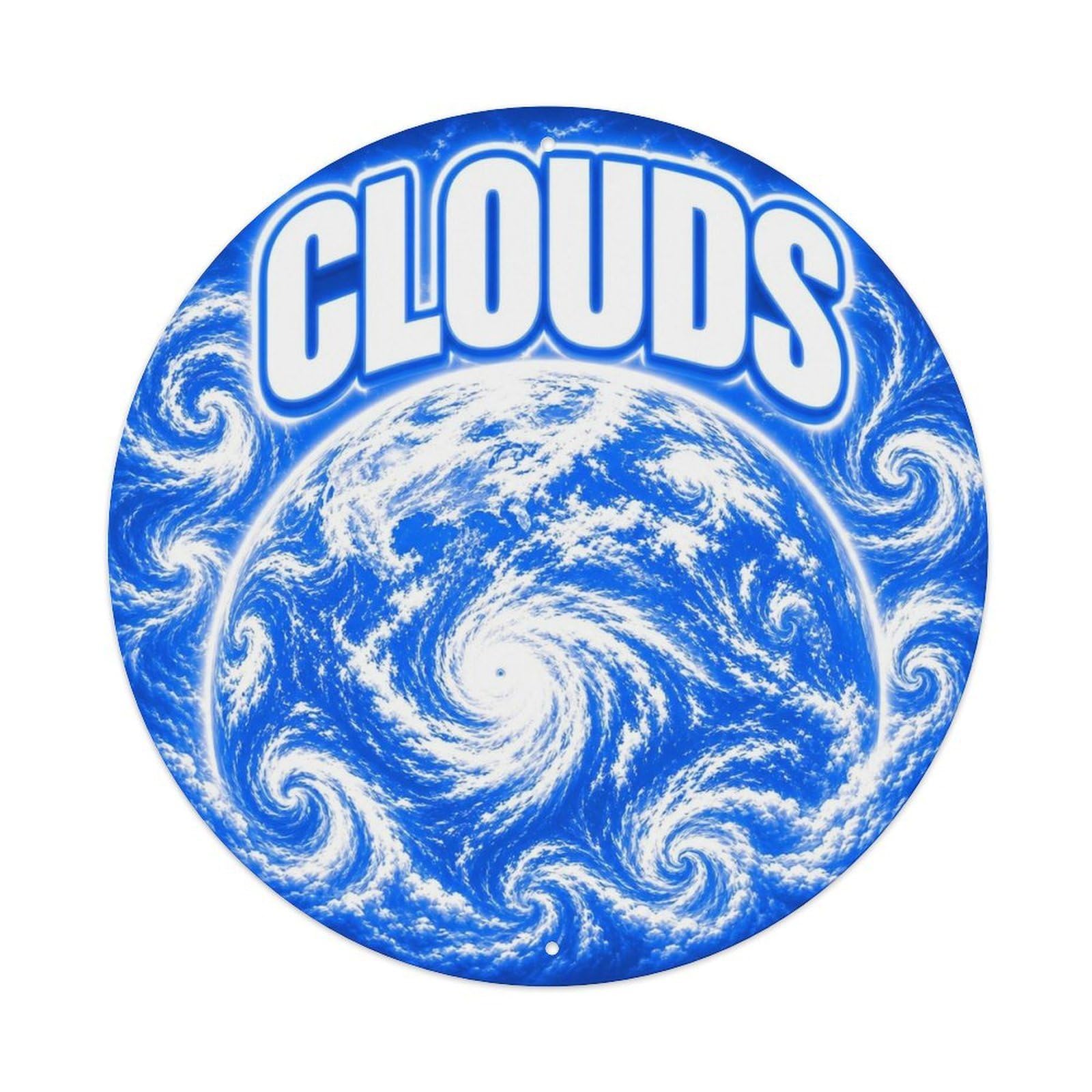 Solar System Earth Cloud Swirls Celestial Metal Tin Sign Plaque Wall Decor for Cafe, Man Cave, Club Bar, Office, Home Garden Round Metal Poster 8x8Inch