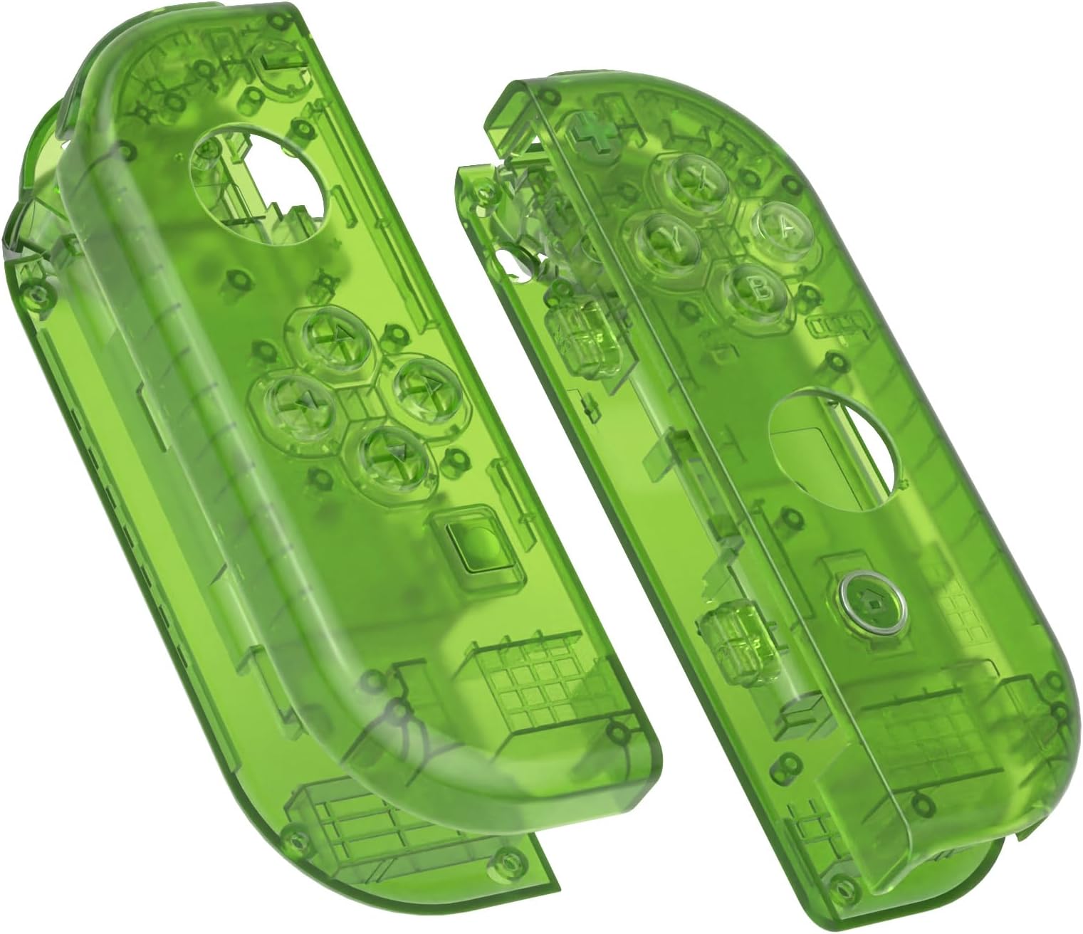 DIY Replacement Shell Buttons for Nintendo Switch & Switch OLED, Clear Green Custom Housing Case with Full Set Button for Joycon Handheld Controller - Console Shell NOT Included