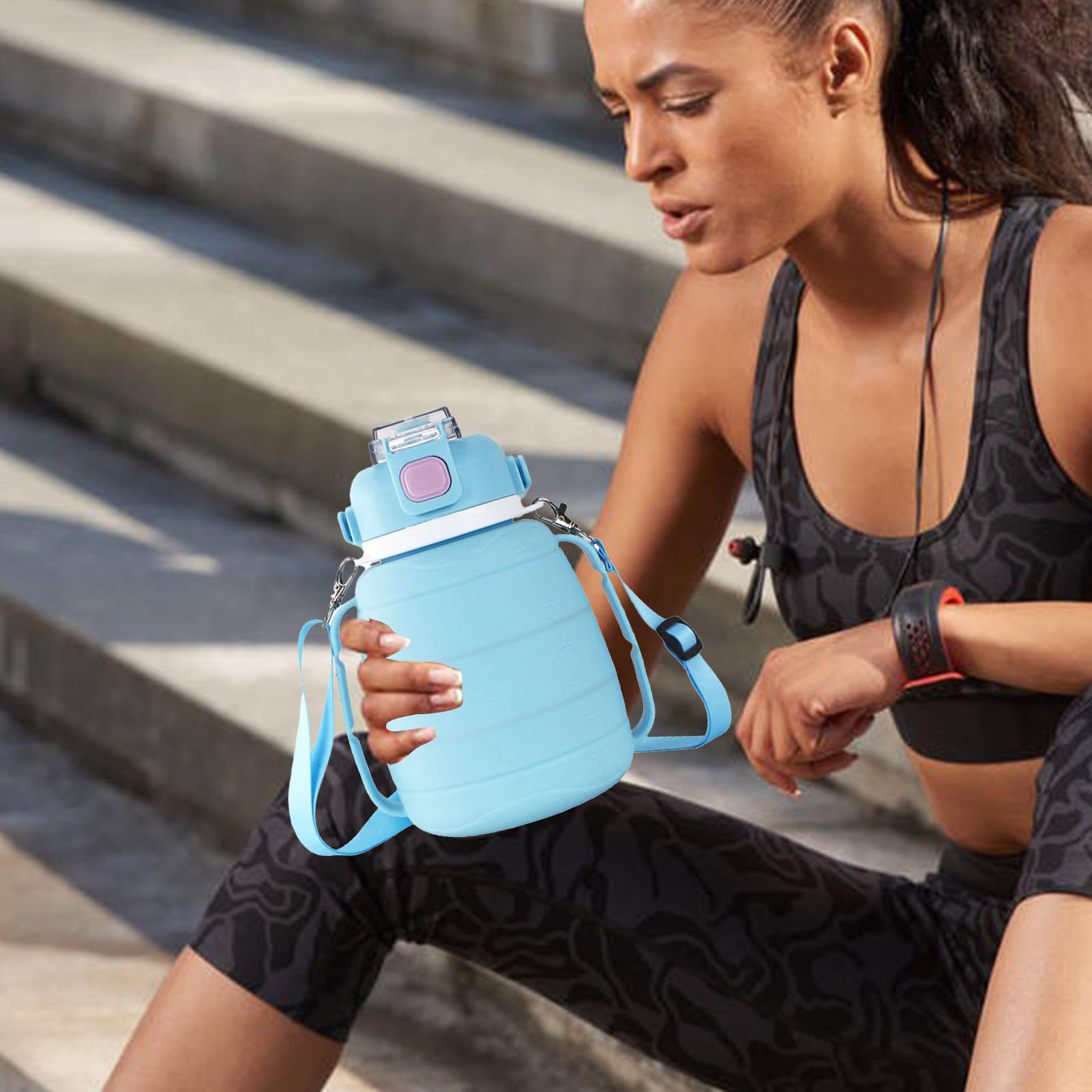 Botella plegable,Botella de agua plegable y reutilizable para viajar 1250