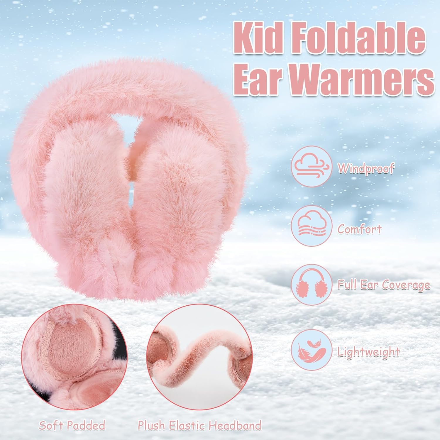 Kids Winter Ear Muffs Fuzzy Foldable Earmuffs Girls Soft Fluffy Ear Warmer Boys Toddler Cute Ear Cover for Cold - Image 4