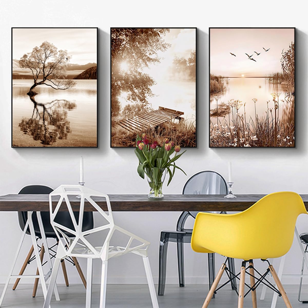 Set of 3 Poster Bohemian Poster Set Aesthetic Plant Pictures Modern Abstract Art Wall Pictures Boho Decorative Pictures