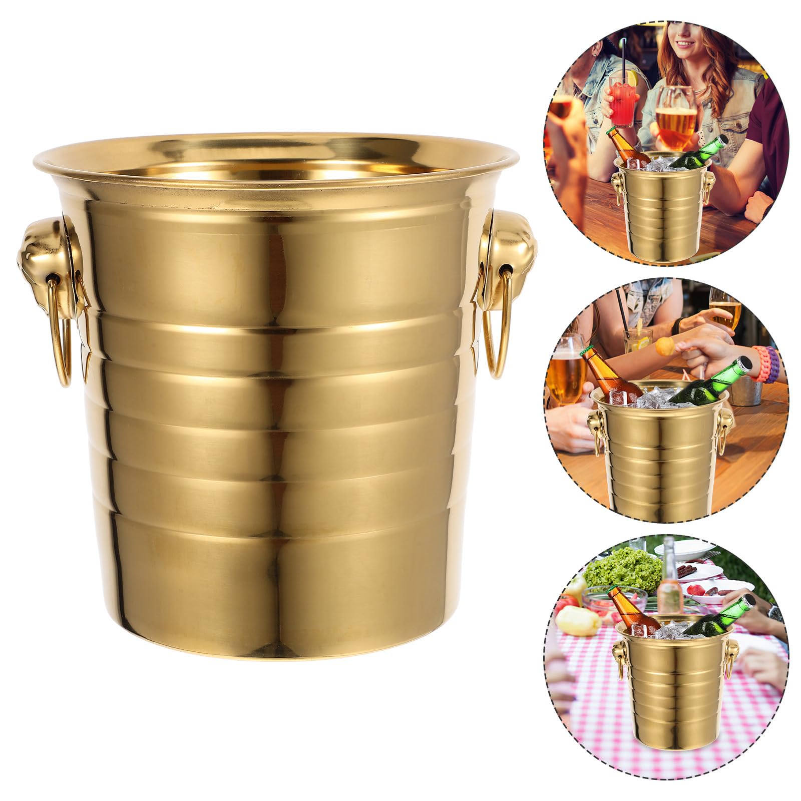 Secchiello per Ghiaccio in Acciaio Inox 5L Testa di Tigre Spessa Secchiello per Ghiaccio da Bar Rinfrescante per Birra e Vino per Feste e Uso Quotidiano