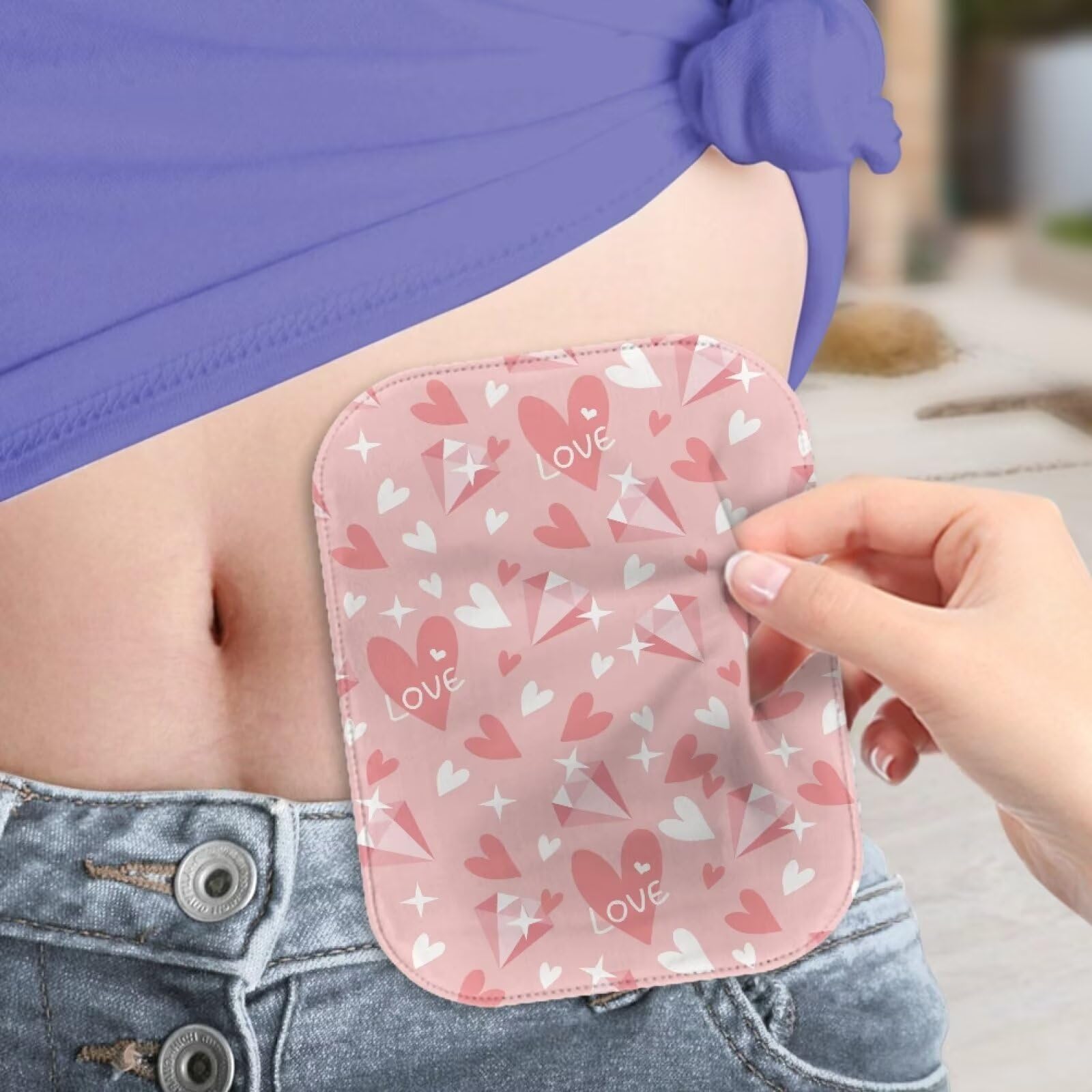 Uorisanigo Ostomy Pouch Covers Lightweight Colostomy Supplies for Senior Women Pink Love Heart Pouch Liner Reusable Ostomy Pouch Cover Protective Bags with Round Opening Odor Control