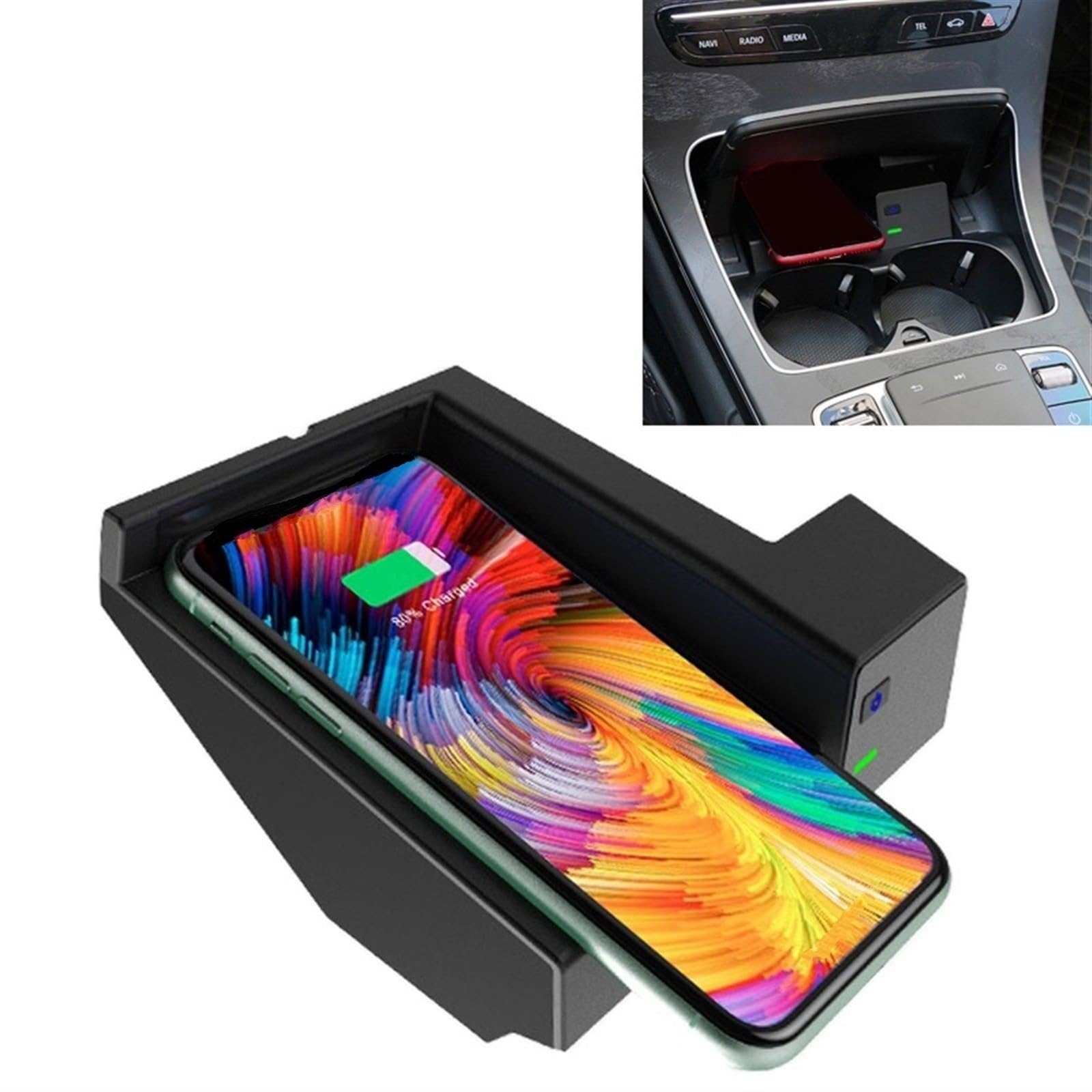 Ładowarka samochodowa Qi Standardowa bezprzewodowa ładowarka 10 W Szybkie ładowanie 2015-2020, do, for Mercedes-Benz, Klasa C/GLC