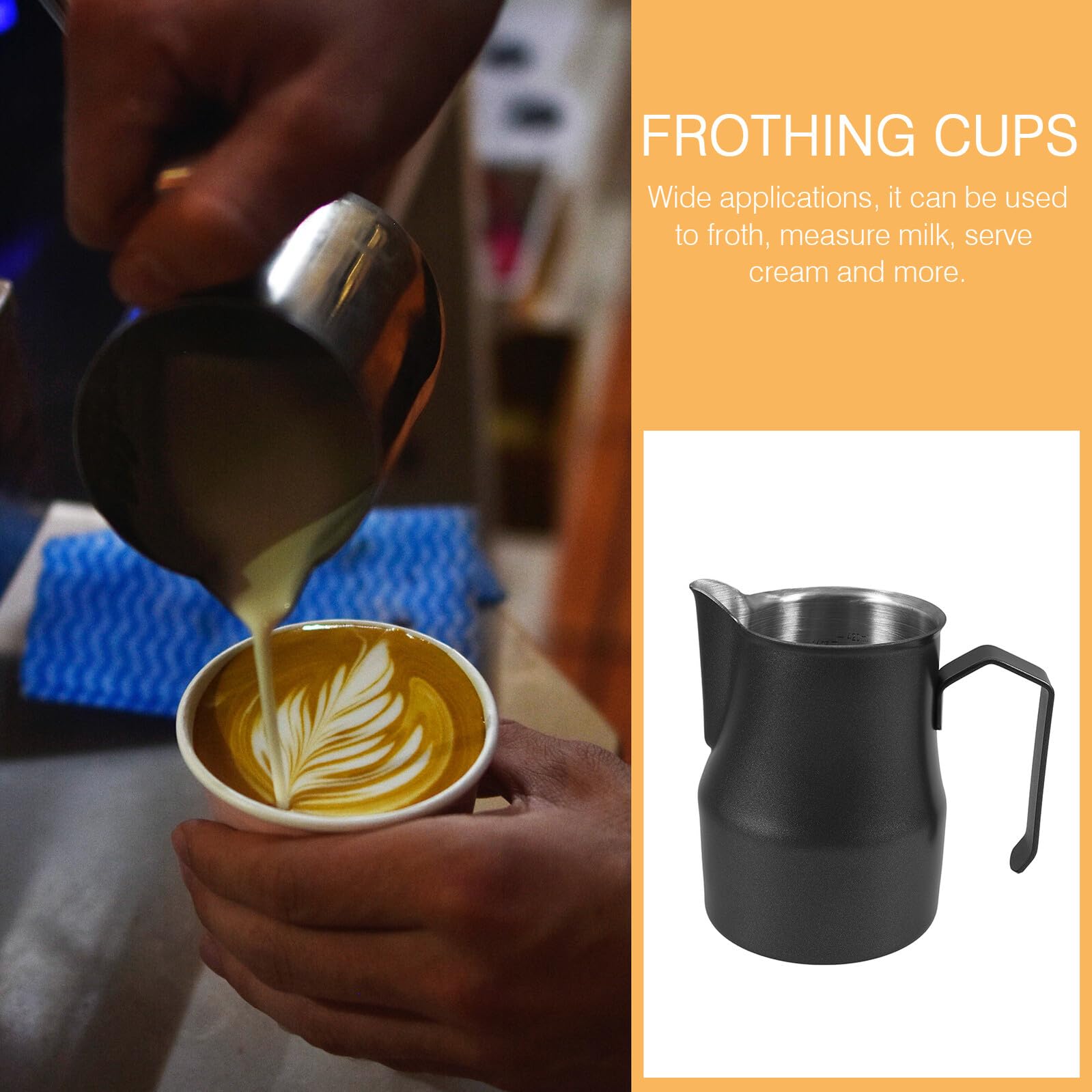 Jarra y 480ml Inoxidable Espumar Leche Acero para Diseño Elegante Vertido Precisión para Uso Profesional y Comercial en Cafeterías