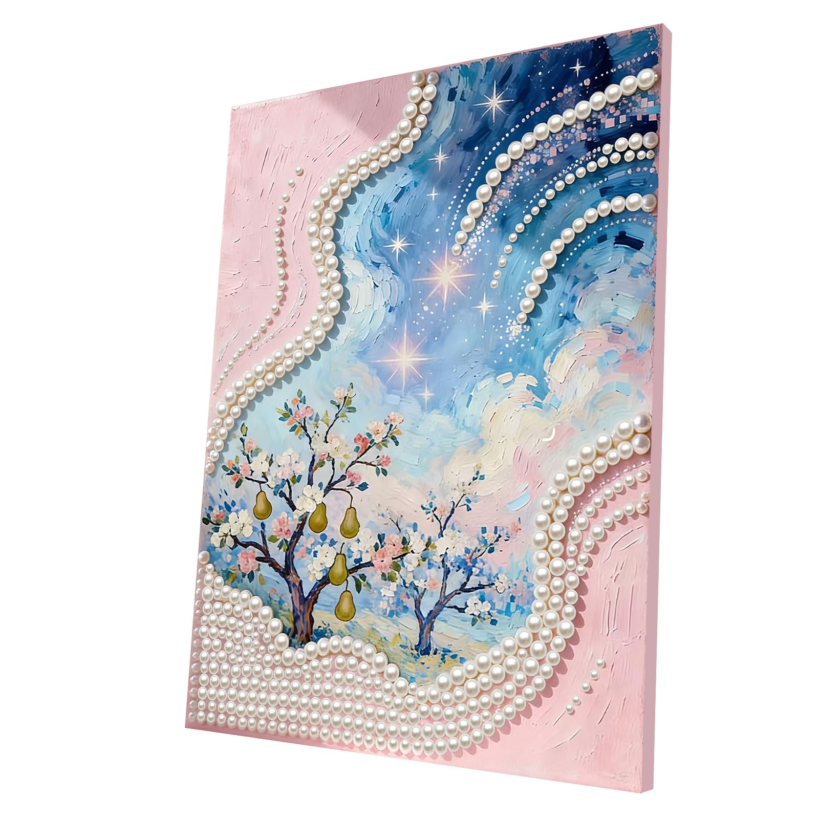 DIY Pearl Painting Kit with Wooden Frame, 3D Plastic Pearl Gemstone Ocean Art Craft for Adults Beginners, Diamond Dot Painting, Home Wall Decor Ready Gift for Women(Garden)(30 * 40cm)
