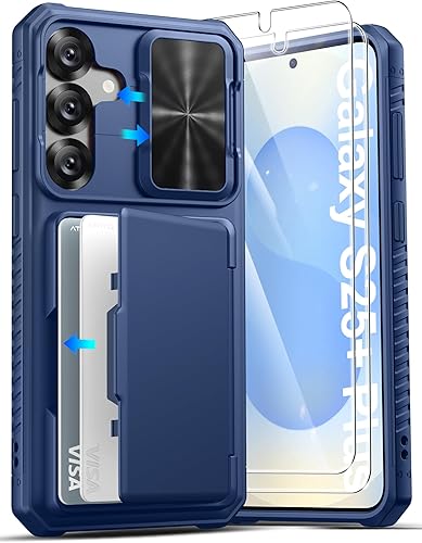 Miniatura 19 de ATATOO Funda para Samsung Galaxy S25 FE, tarjetero integrado (3-5 tarjetas) y cubierta de cámara deslizante y bloqueo RFID, protección de grado