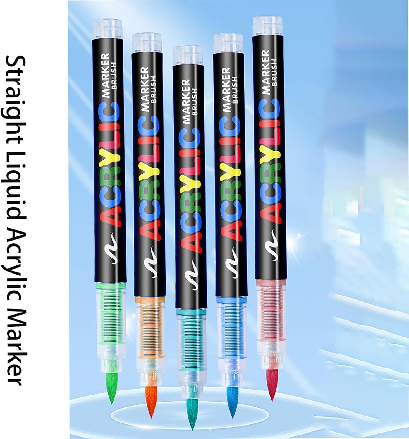 Stellaya Acryl-Marker für Malbücher, gerade, flüssige Acryl-Marker, Acryl-Pinselmarker für Erwachsene, Acrylfarben-Marker, Stiftpinsel, Doppelspitze, Acrylfarben-Marker (60 Farben)