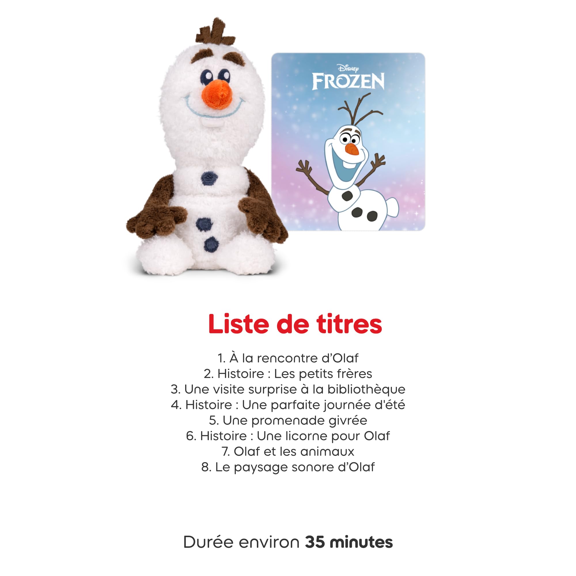 tonies Câlin Disney - Olaf, Peluche Audio pour conteuse Toniebox, 3 Ans et Plus - boîte à Histoires Vendue séparément.