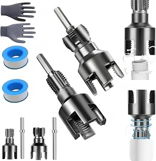 2Pcs Pipe Threading Tool, 1/2 and 3/4 Inch Integrated Internal & External Water Pipe Threading Tool for Electric Drill, PVC Pipe Threader Cutting Tool (1/2"+3/4")