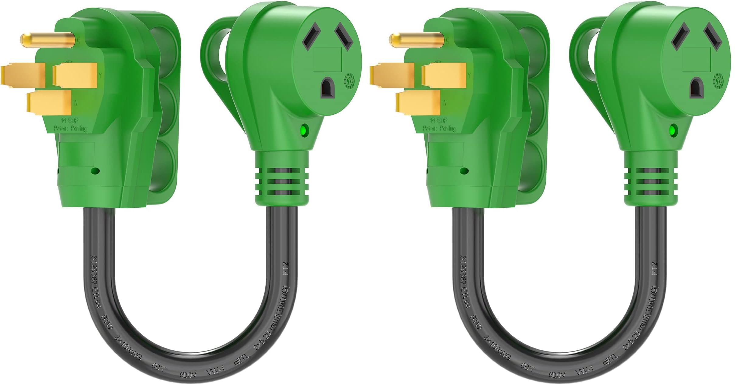 RVGUARD 50 Amp to 30 Amp RV Adapter Cord 12 Inch (Pack of 2)