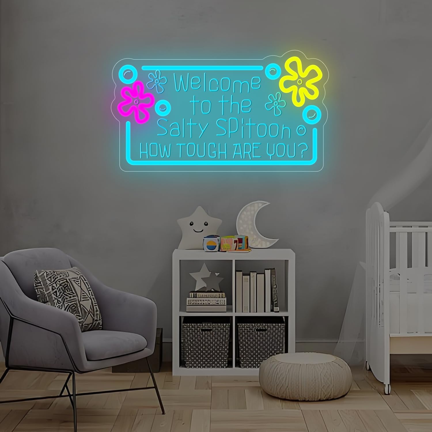 Welcome to The Salty Spittoon Neon Sign for Wall Decor Ocean Neon Sign Dimmable USB Ocean Night Light for Game Room Bedroom Birthday Wedding Party Gifts