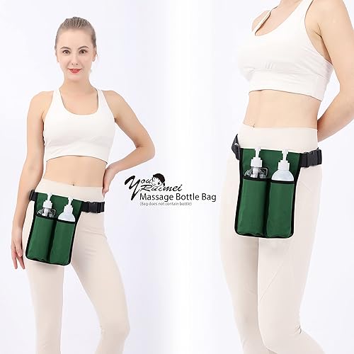 Miniatura 5 de YOURUIMEI Funda para botella de masaje, paquete de 2 botellas de aceite de masaje ajustables (2 botellas, verde)