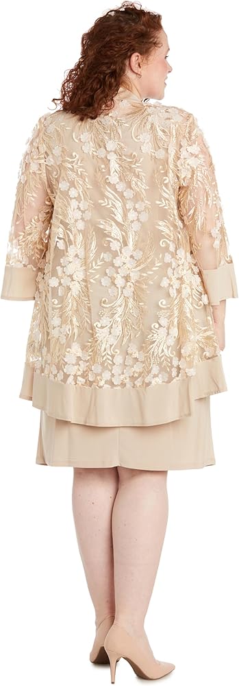 【新品替え紐付】DeeluxeDNA26.5cm 24-25モデル Elegant 2-Piece Sheath Dress W/Sheer 3D Floral Jacket