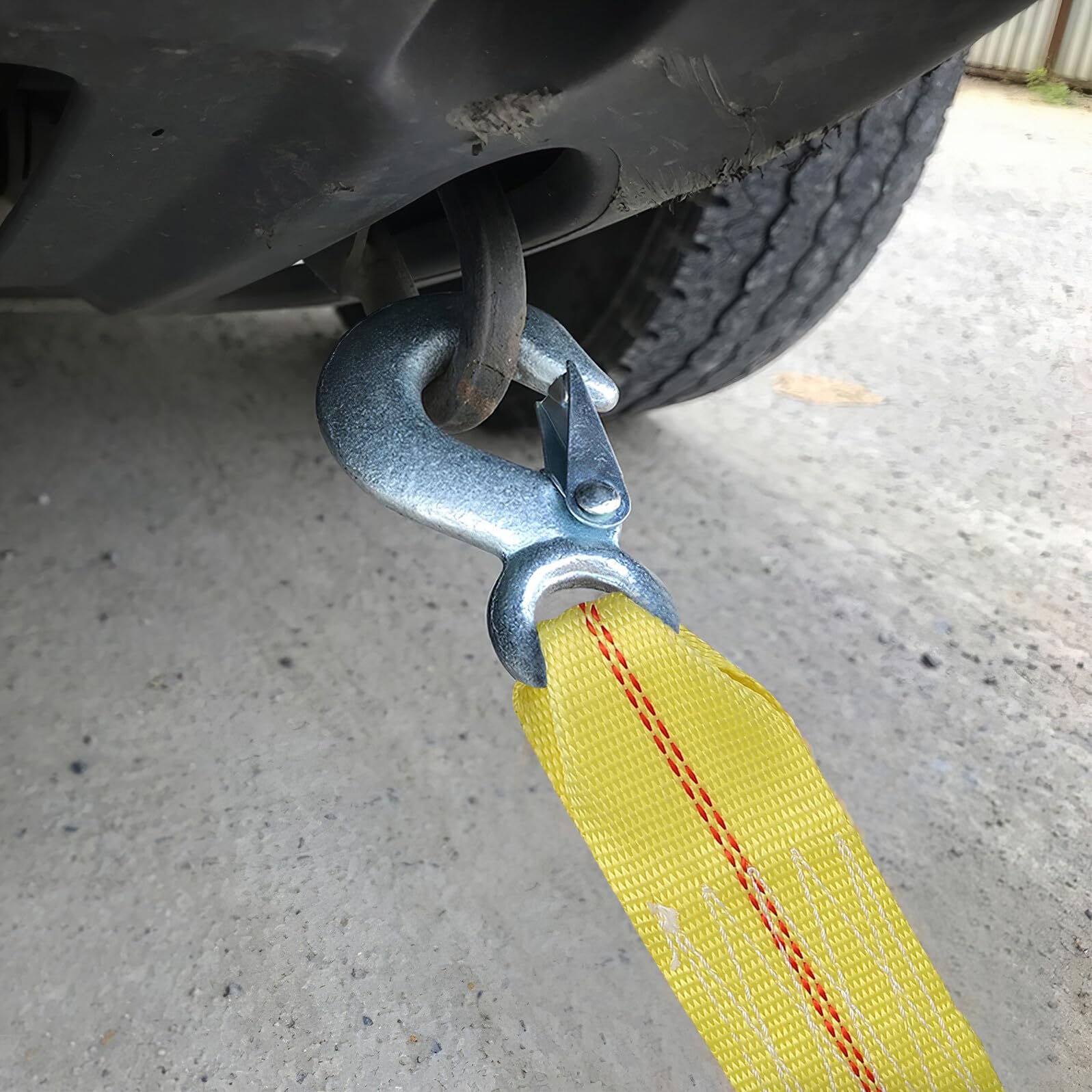 Abschleppseil 6m 9 T Polyester mit Haken Fahrzeugbergungsgurt für Suvs Lkws und Pkw Sichtbarer Abschleppgurt für Notfall und Nutzanhänger