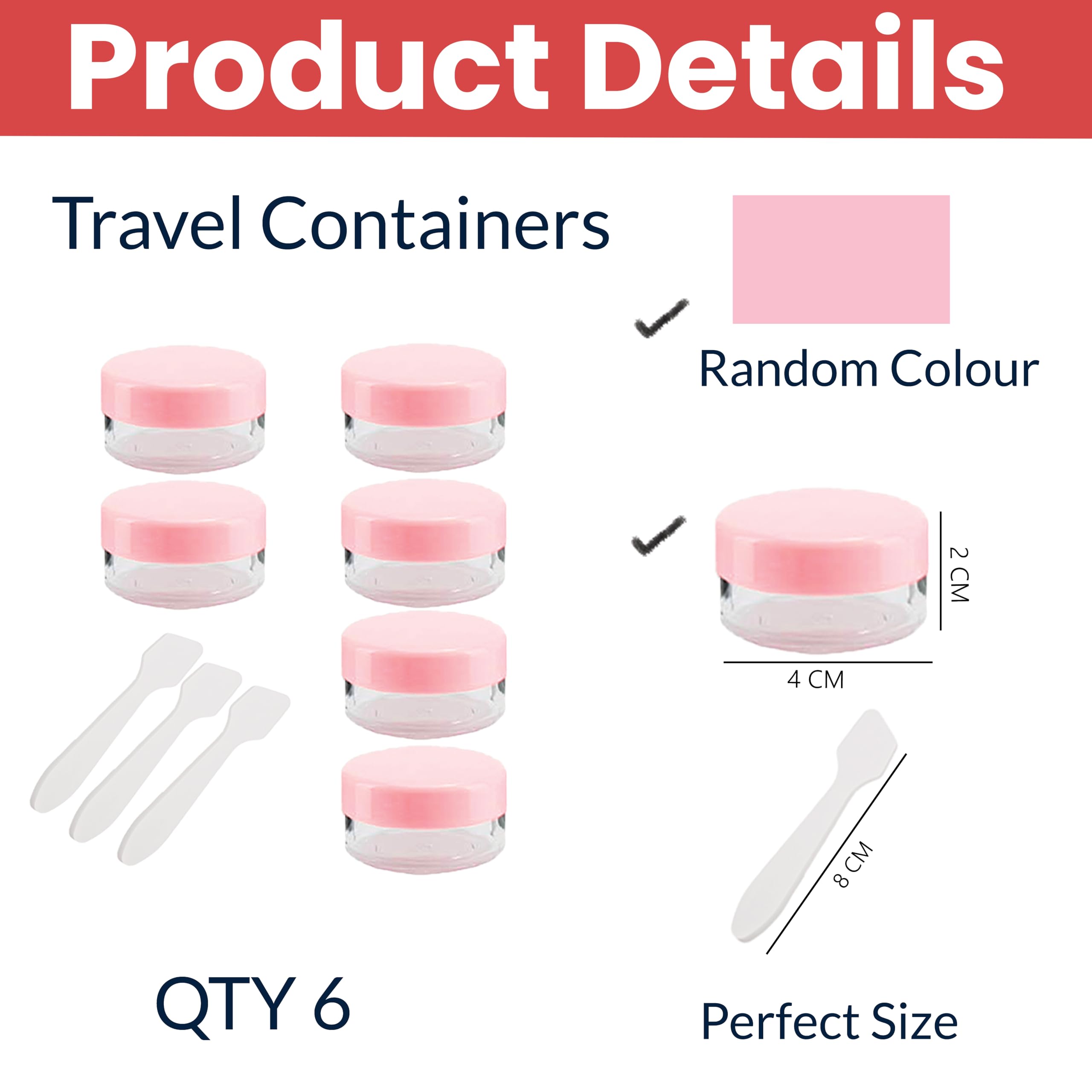 TEMPERIA (Pack of 6) Refillable Small Containers for Makeup, Cream & Lip Balm - Portable Mini Size Empty Storage Boxes with Spatula for Travel - Plastic Small Box Container for Cosmetic - Multicolour - Image 2 thumbnail