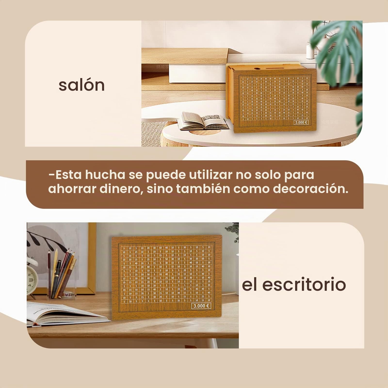 Hucha de madera digital reutilizable con bolígrafo borrable, objetivo de ahorro