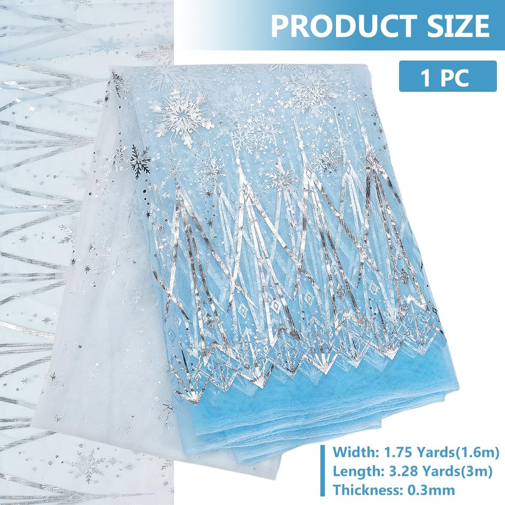 BENECREAT Tissu Flocon De Neige Argenté Estampé 3 M X 160cm Tulle