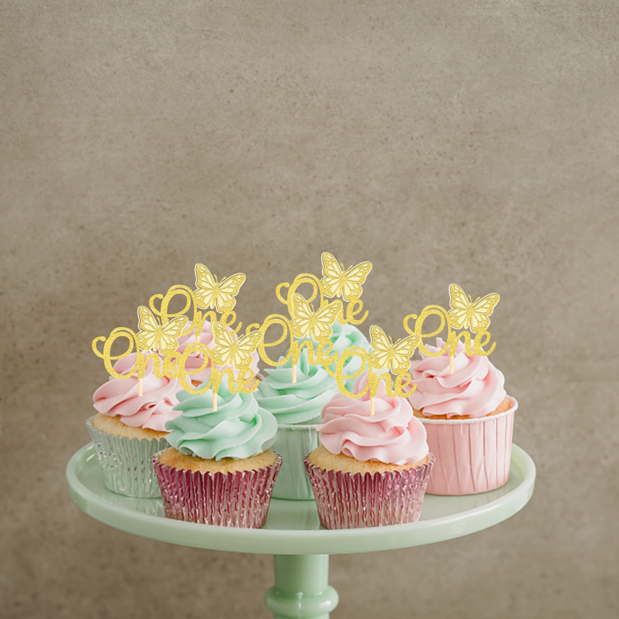 24er-Set Cupcake-Topper Mit Schmetterlingen – Glitzernd & Fertig Montiert Für 1. Geburtstag & Partys