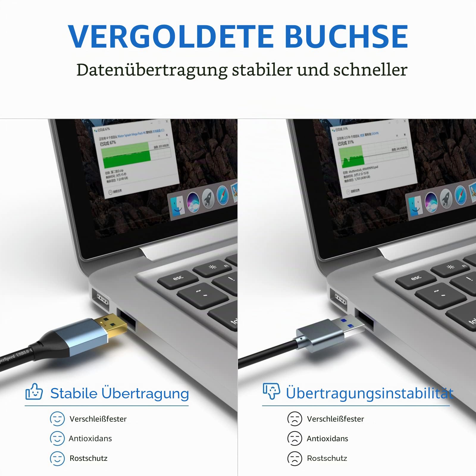USB 3.0 Verlängerungskabel 5M Typ A Stecker auf Buchse Aktives Verlängerungskabel mit 1 Verlängerungs-Chipsatz, Signalverstärker und 1 USB-C-Ladeanschluss, für Webcam, Drucker, Kamera
