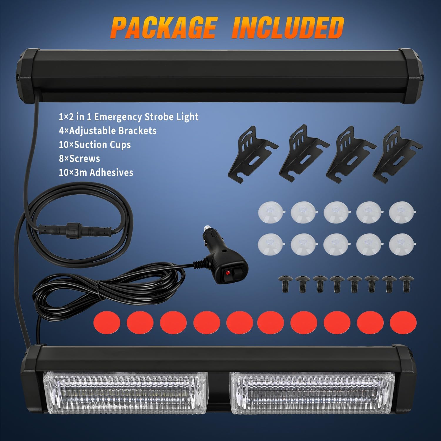 Nilight 40LED Purple White Emergency Strobe Traffic Advisor Light Bar with Suction Cups Dash Safety Warning Hazard Flashing Lights Interior Front/Rear Windshield for Trucks Construction Vehicles