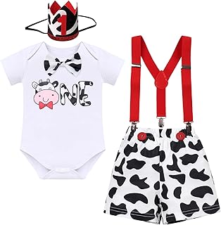 FYMNSI Baby,Clothing,Baby Boys 0-24m,Outfits & Clothing Sets FYMNSI Baby Boy Farm Animals Theme First Birthday Cake Smash Outfit Photography Props Cotton Romper + Diaper Cover Shorts + Suspenders 3pcs Set