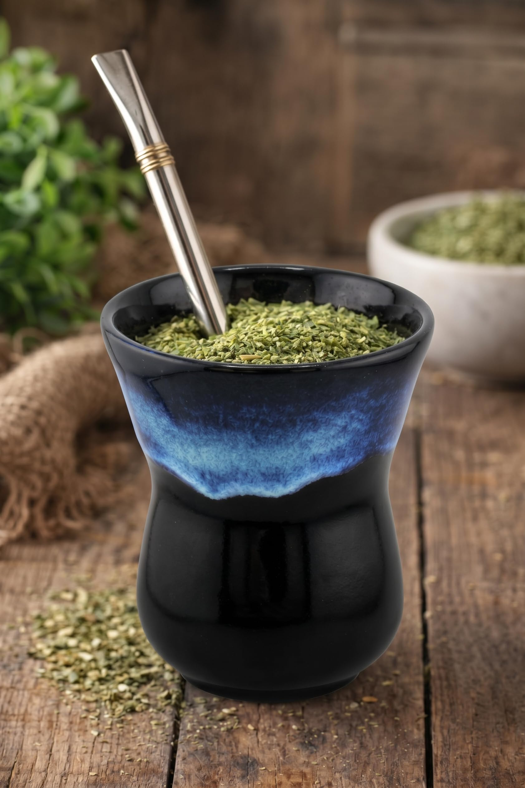 Mate Green Yerba Set Handmade becher mit Bombilla 5x50g (Handmade Keramik)
