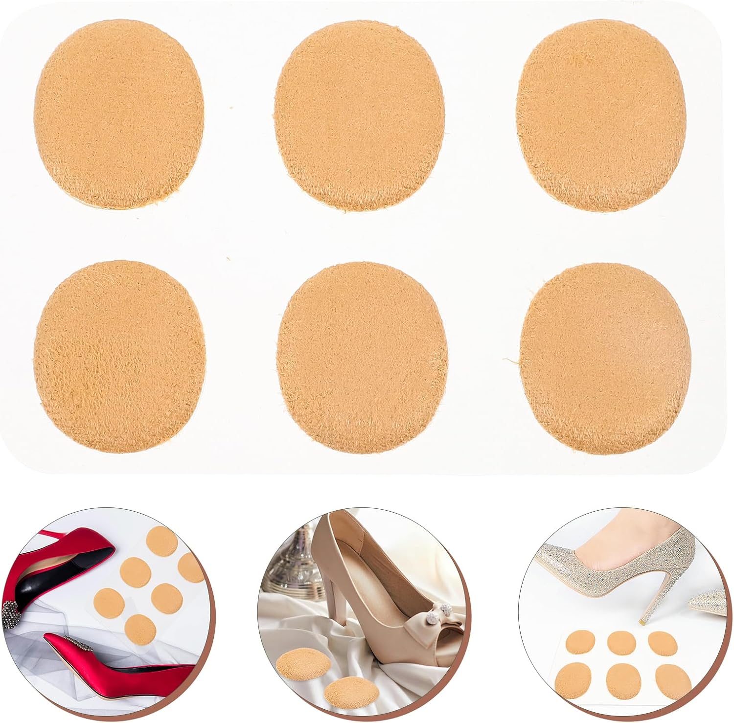 6 Pcs Wear-Resistant Silicone Heel Cushions for High Heels and Ice Skates Inserts for Men and Women Relief for Boots and Sneakers