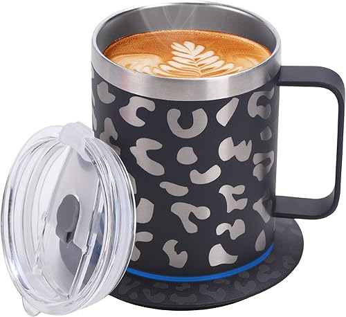 Taza de café con calefacción de doble capa de acero inoxidable 304, calentador de taza alimentado por USB, taza autocalentable de 131  para