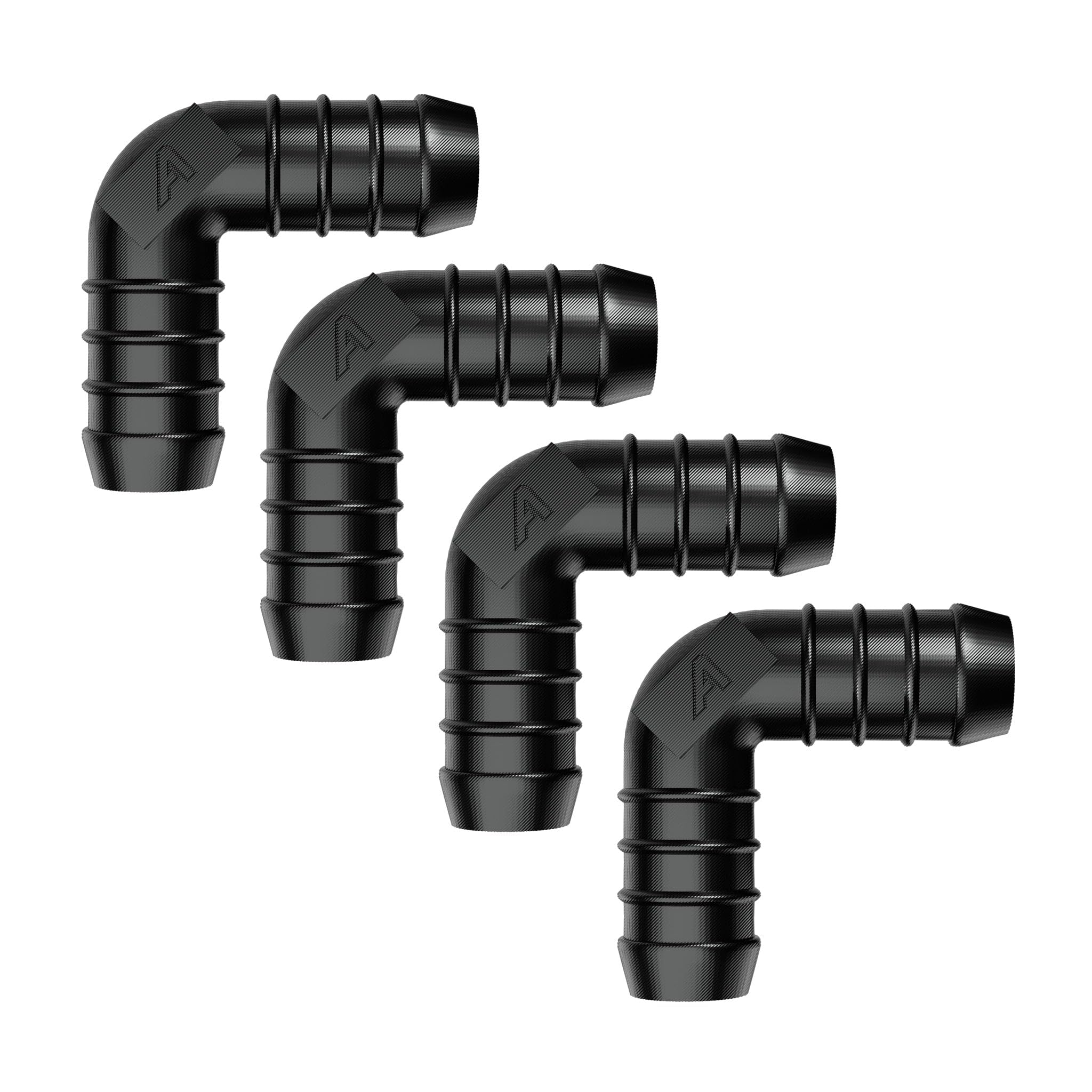 4 Pack 40mm 90 Degree Barbed Plastic Hose Elbow Joiner Connector Black — image 1