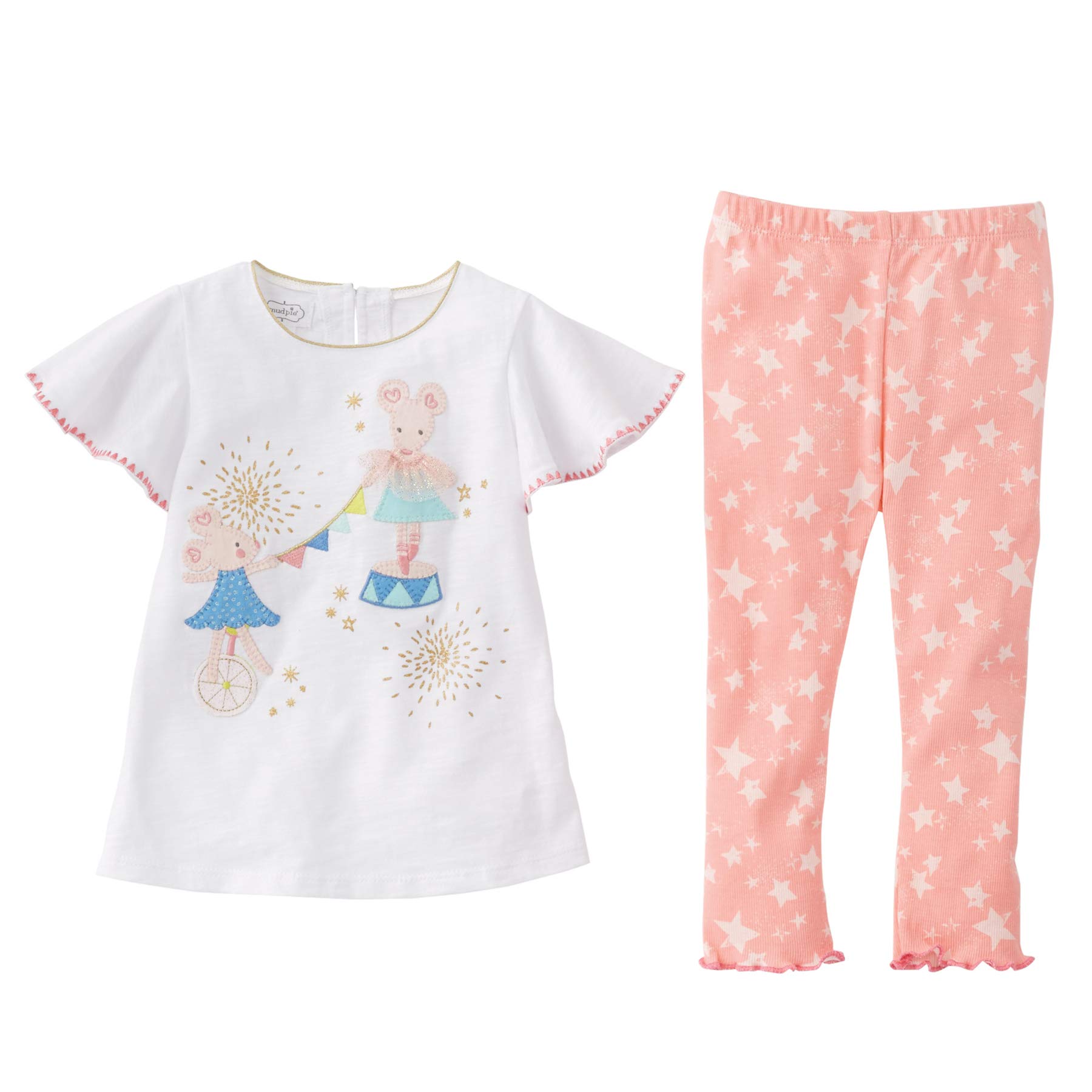 Mud Pie Baby Girls' Circus Mice Tunic and Legging, Pink, 18 Months