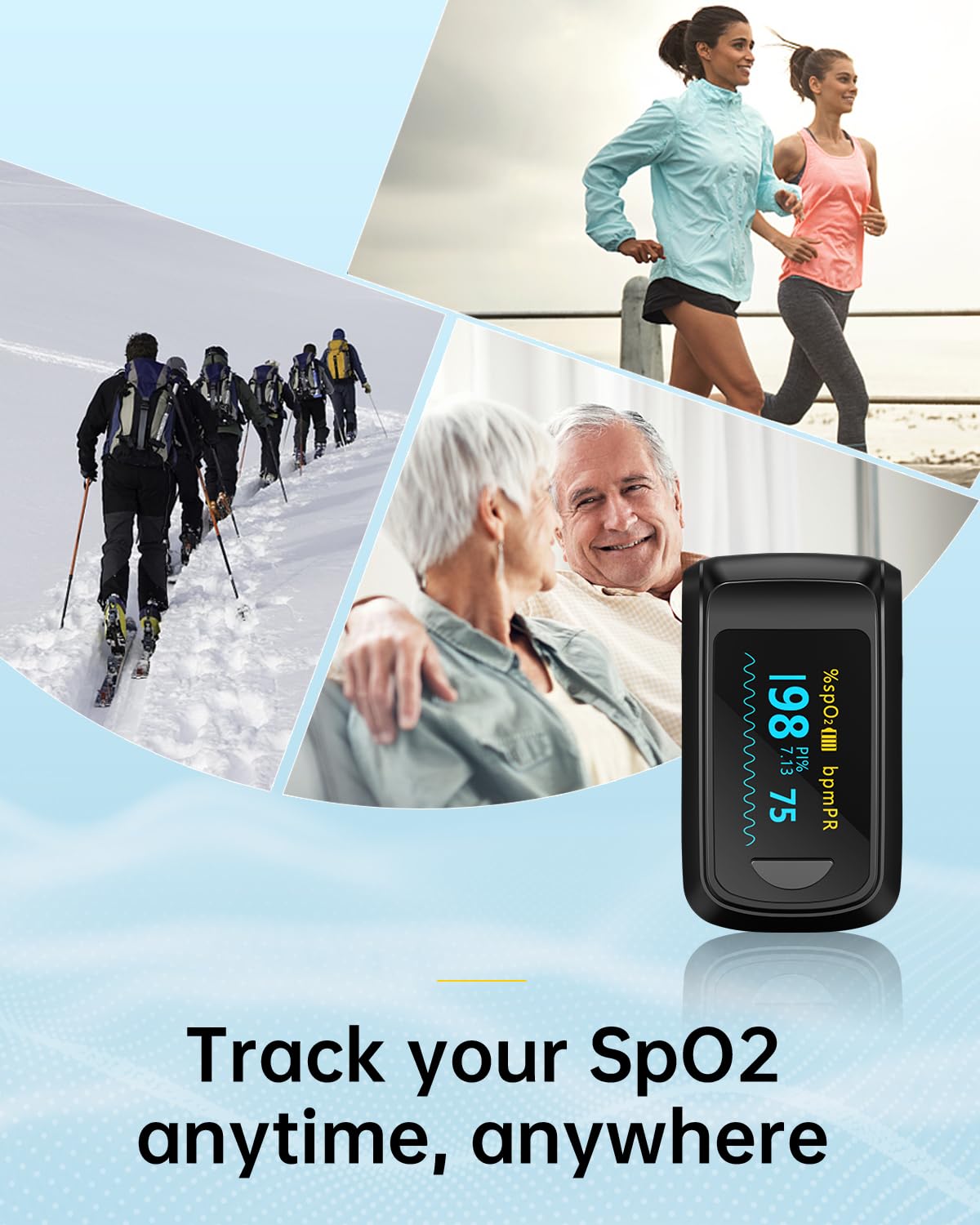 Fingertip Pulse Oximeter Blood Oxygen Monitor Pulse Ox, Heart Rate and Fast Spo2 Reading Oxygen Meter with OLED Screen Included Batteries and Lanyard