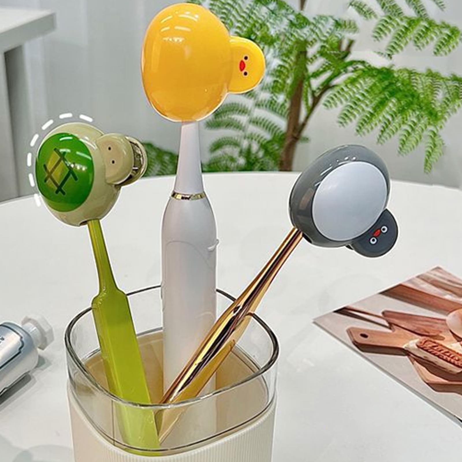 Tapas para cepillos de dientes, fundas de cepillo de dientes de dibujos animados, fundas protectoras portátiles para cepillo de dientes, clips de almacenamiento para cepillos de dientes