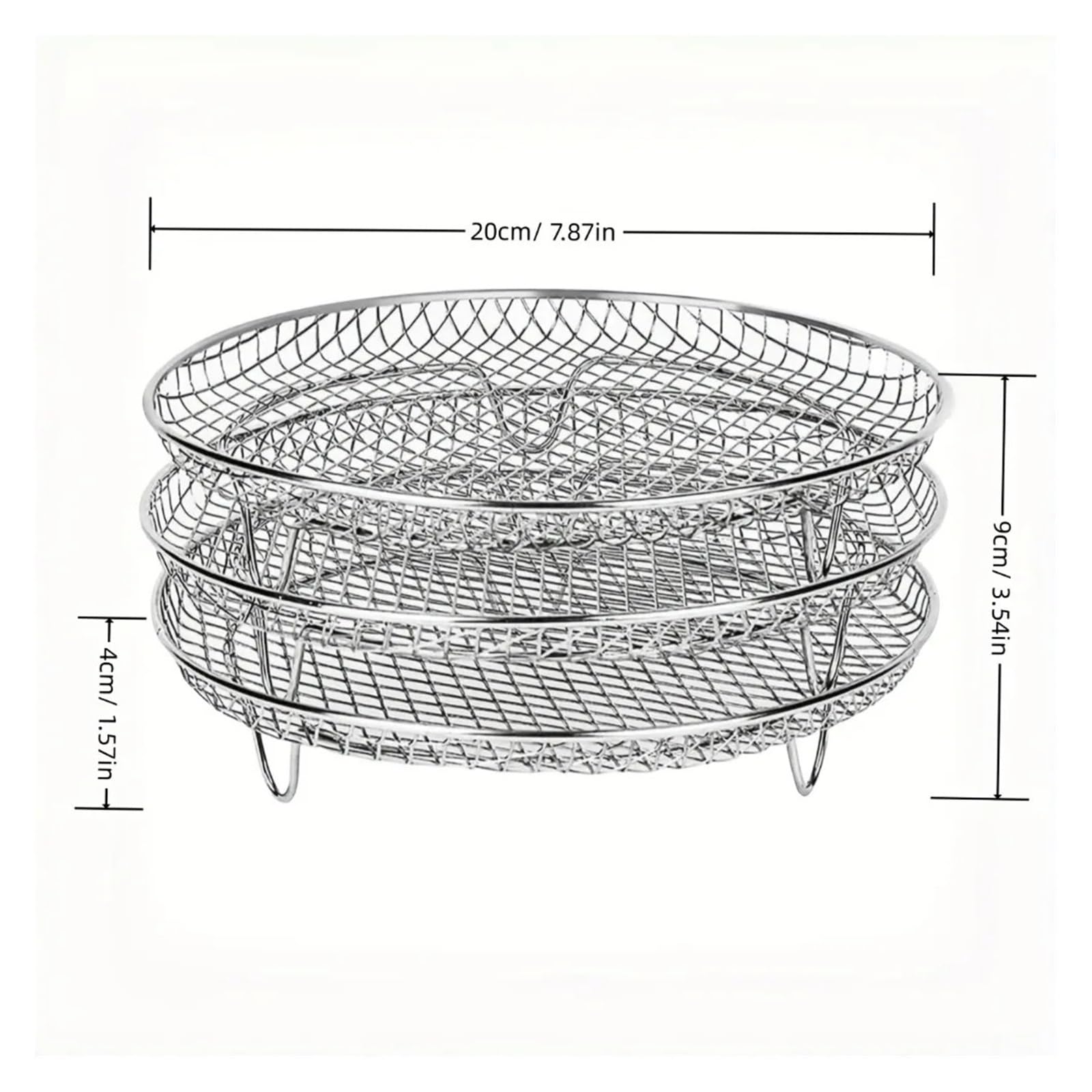 Genérico Juego de Rejilla for freidora de Aire de 3 Piezas for Cocina | Acero inoxidable, apilable, vaporizado y secado.