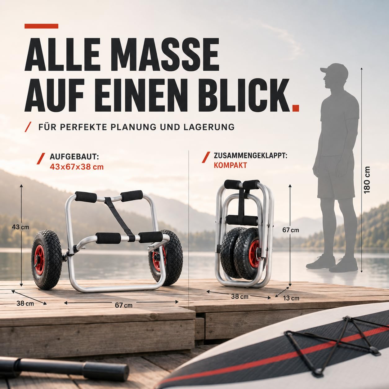 Brunelli TRANSPORTWAGEN Kajak Boot Kanu SUP Surf Board Transport