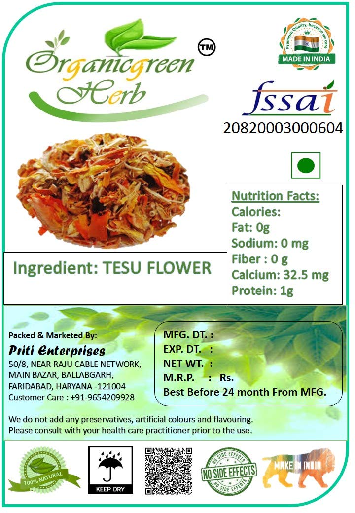 Organicgreen Herb Tesu ke Phool -100 Gms Palash ke phool, Tesu Flower, Bute a Monosperma, Tesu Phool, Flower of Palash, Kesu Phool loose-image-37