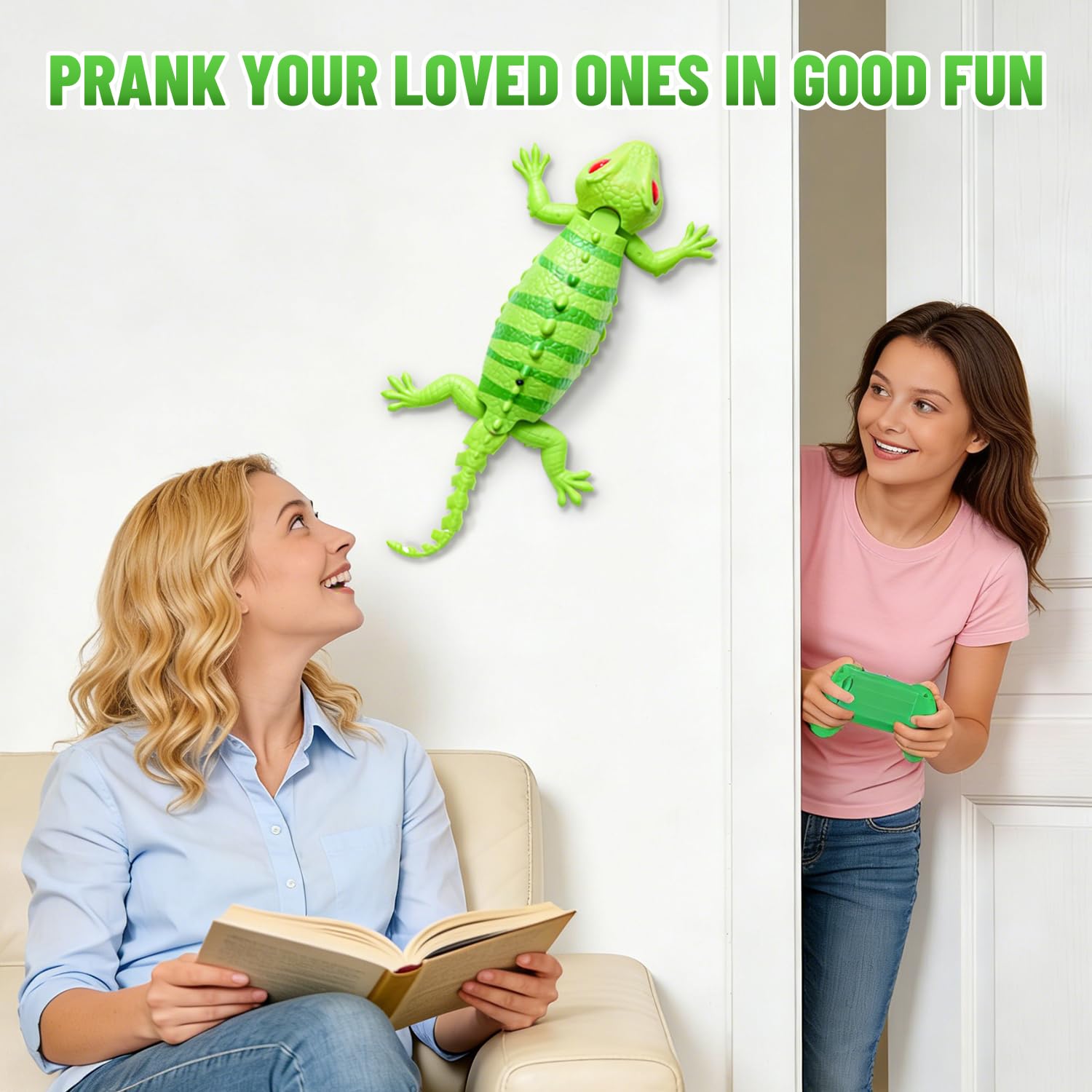 FANPROMS Wall Crawler Gecko, Rechargeable Remote Control Lizard with Glowing Eyes, RC Robot Crawls Along Walls and Ceilings for Birthday Presents - 4