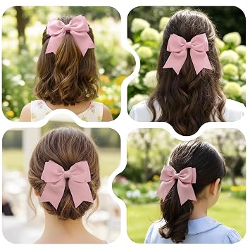 2 Pack Muted Pink Bow Hair Clips Large Bow Hair Clips for Women and Girls