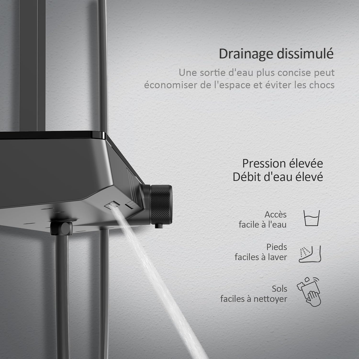 EMKE Shower System concealed bottom water outlet