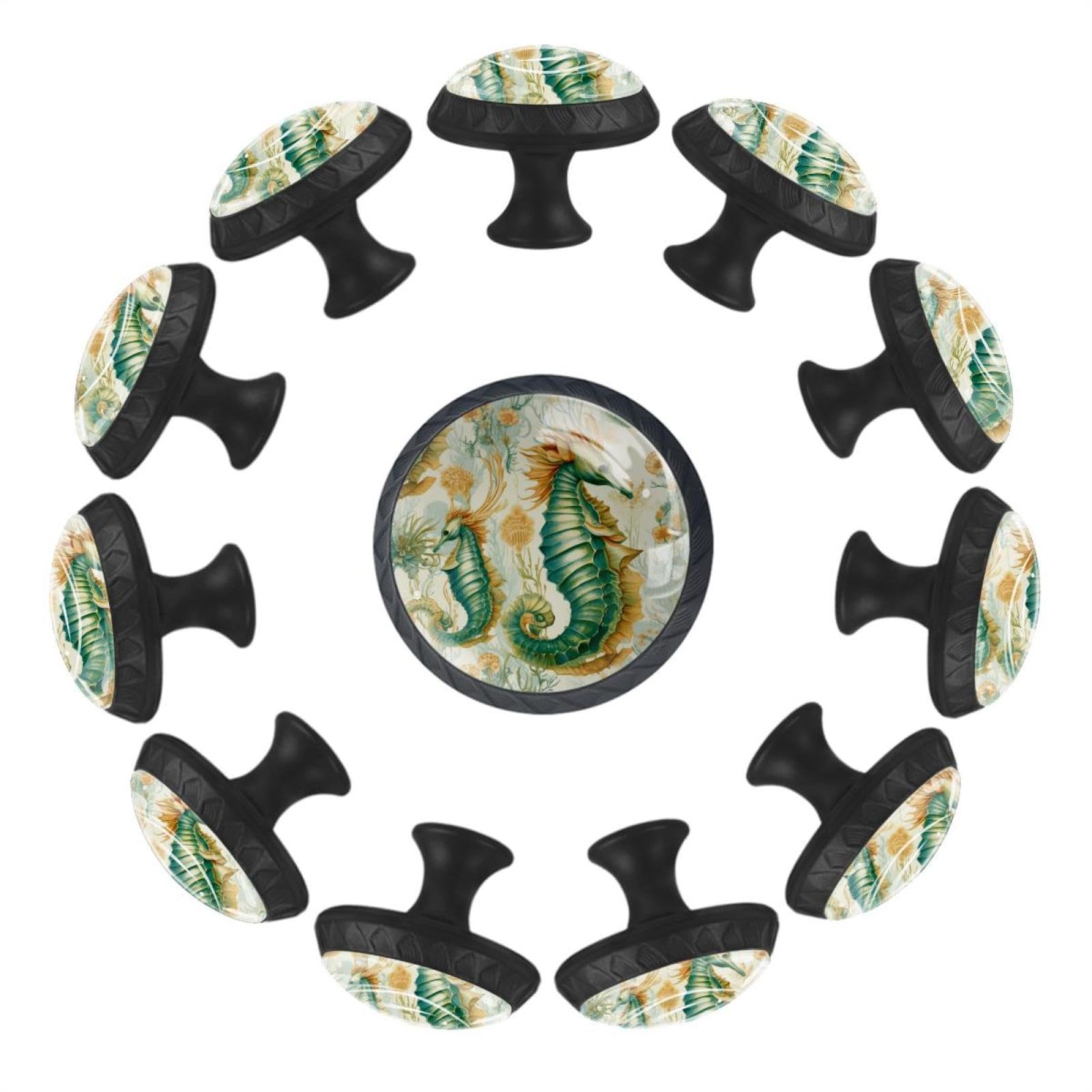 Boutons de meuble en cristal haut de gamme motif floral hippocampe vintage durables