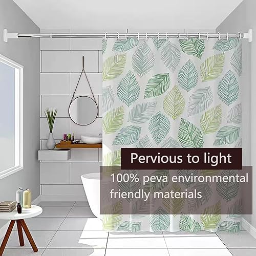Miniatura 3 de Forro de cortina de ducha, forro de ducha de hojas de plátano de PEVA 4G, cortinas de ducha impermeables de plástico, 72 x 72 pulgadas con agujeros