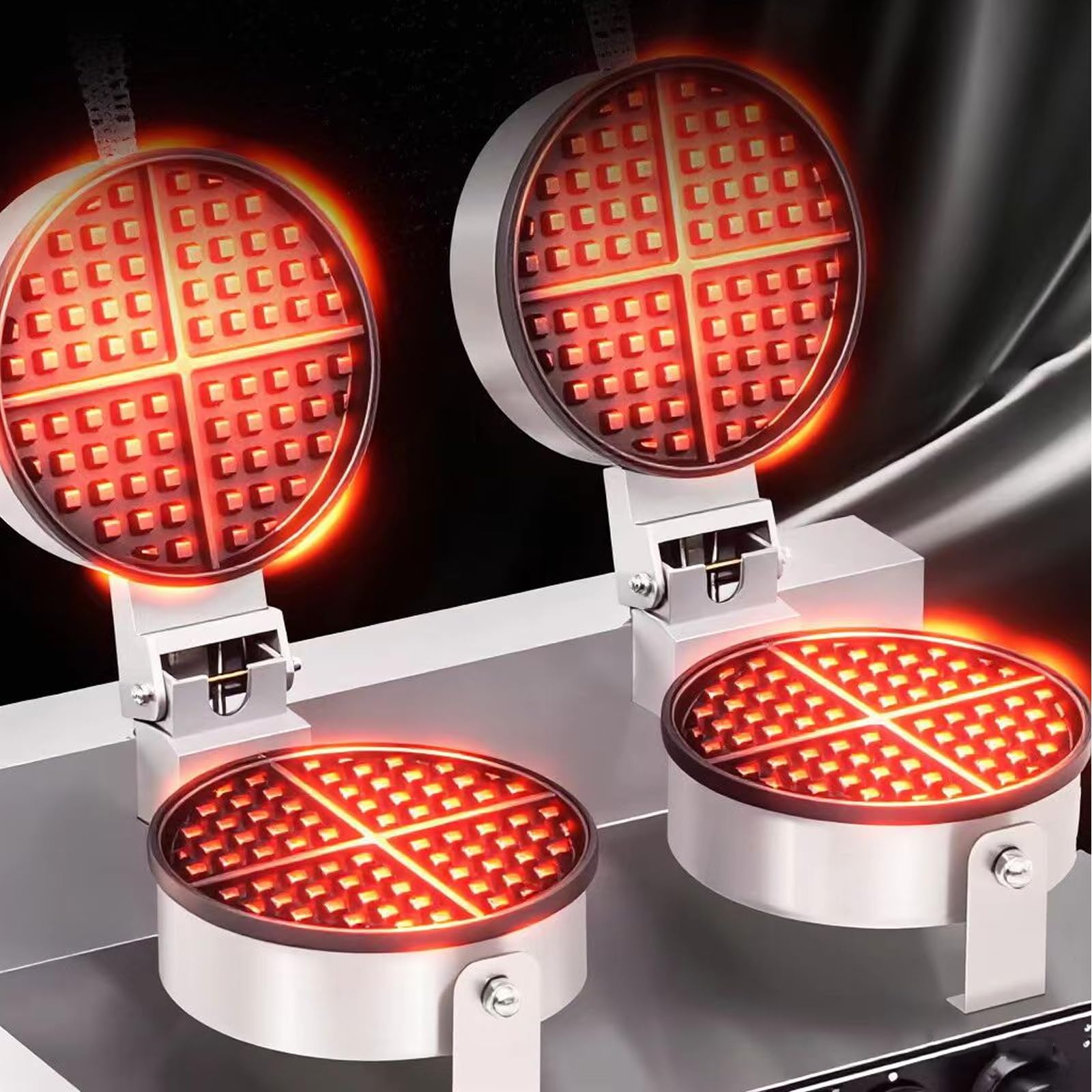 Wafflera Comercial, MáQuina para Hacer Gofres, Gofrera Belga De Acero Inoxidable Antiadherente De 1200 W con Control De Temperatura Y Tiempo, Asa, para Restaurantes Y PanaderíAs,B